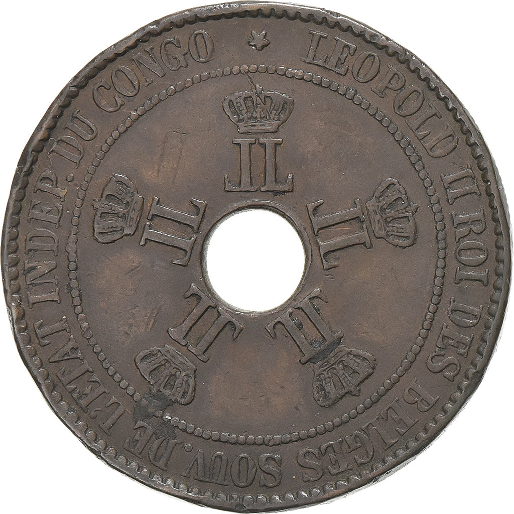 Congo Free State, Leopold II, 10 Centimes, 1894, Copper, VF(30-35), KM:4