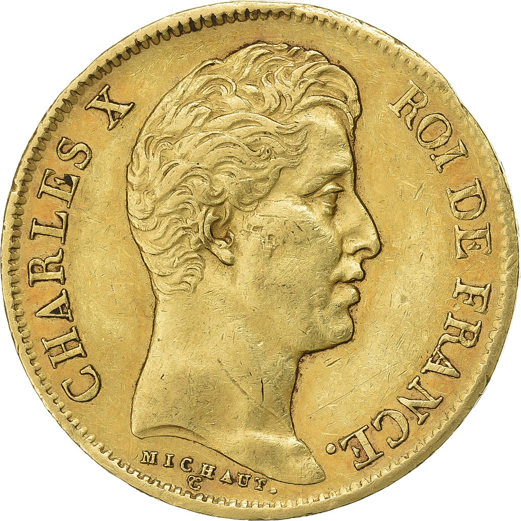 Francja, Charles X, 40 Francs, 1830, Marseille, Złoto, EF(40-45), Gadoury:1105