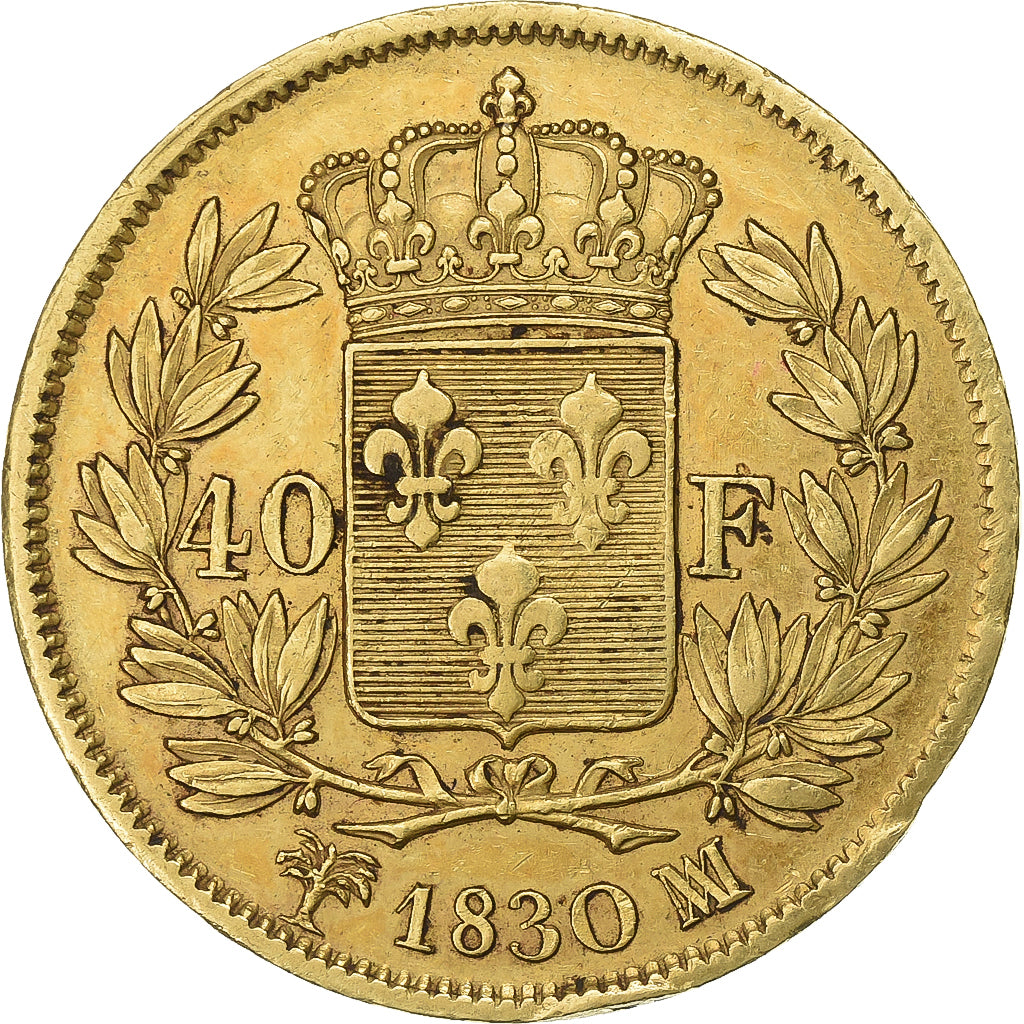Francja, Charles X, 40 Francs, 1830, Marseille, Złoto, EF(40-45), Gadoury:1105