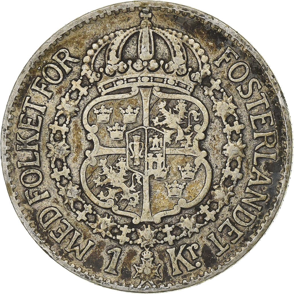 Suecia, Gustaf V, Krona, 1932, Kungsholmen, Plata, BC+, KM:786