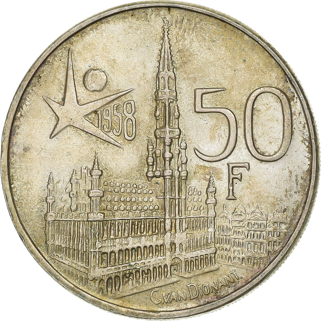 Belgium, Baudouin I, 50 Francs, 1958, Brussels, Exposition Universelle, Silver