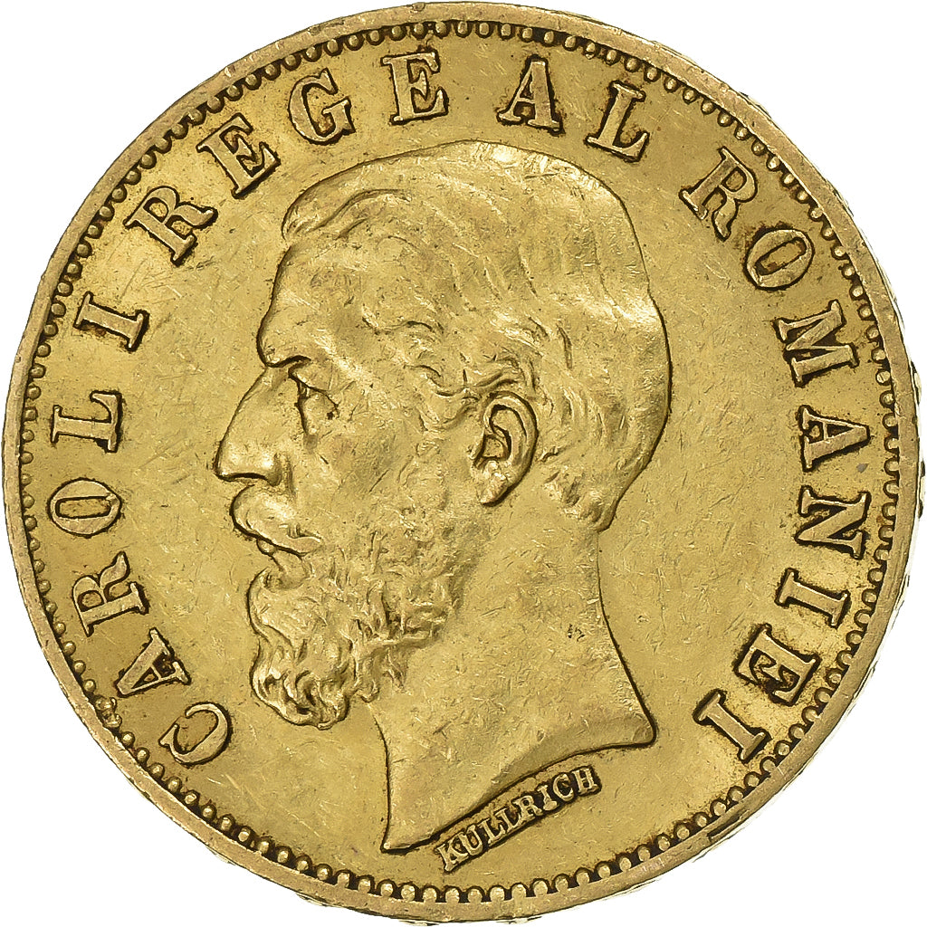 Rumänien, Carol I, 20 Lei, 1883, Bucharest, Gold, SS+, KM:20