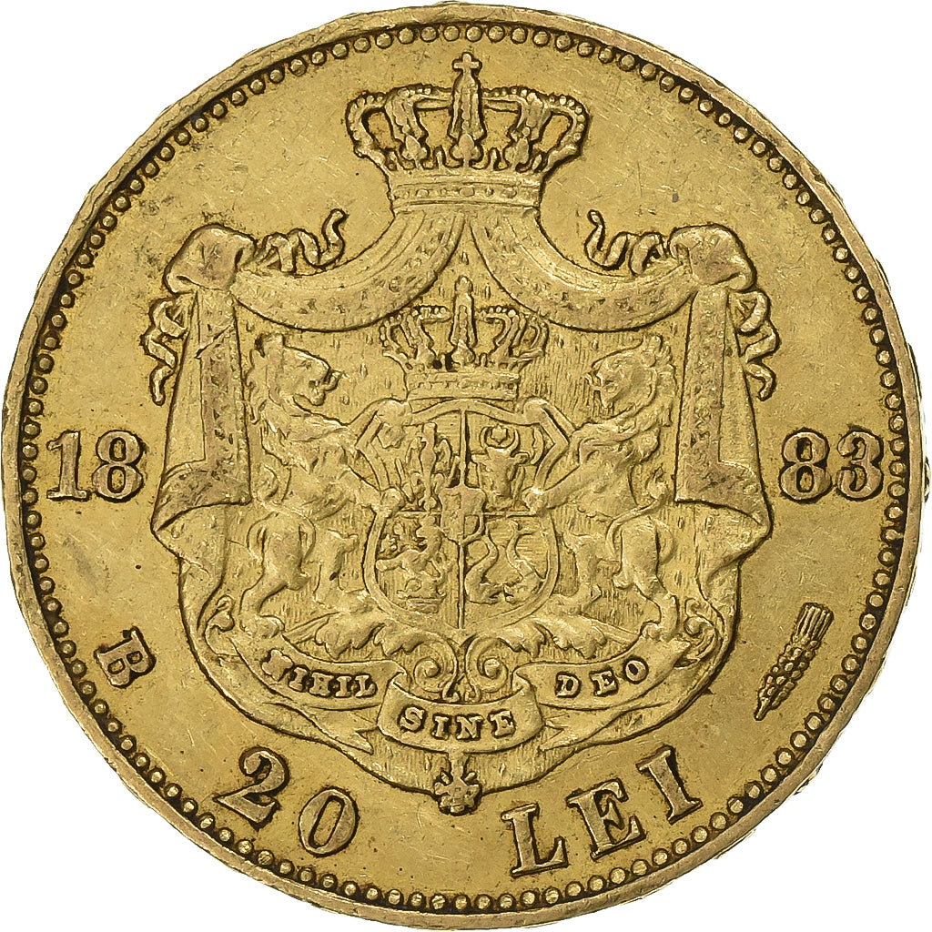 Rumänien, Carol I, 20 Lei, 1883, Bucharest, Gold, SS+, KM:20