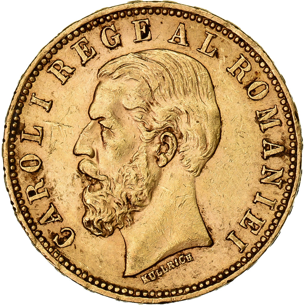Romania, Carol I, 20 Lei, 1890, Bucharest, Gold, AU(50-53), KM:20