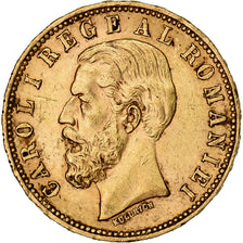 Romania, Carol I, 20 Lei, 1890, Bucharest, Gold, AU(50-53), KM:20