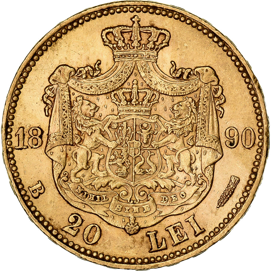 Romania, Carol I, 20 Lei, 1890, Bucharest, Gold, AU(50-53), KM:20