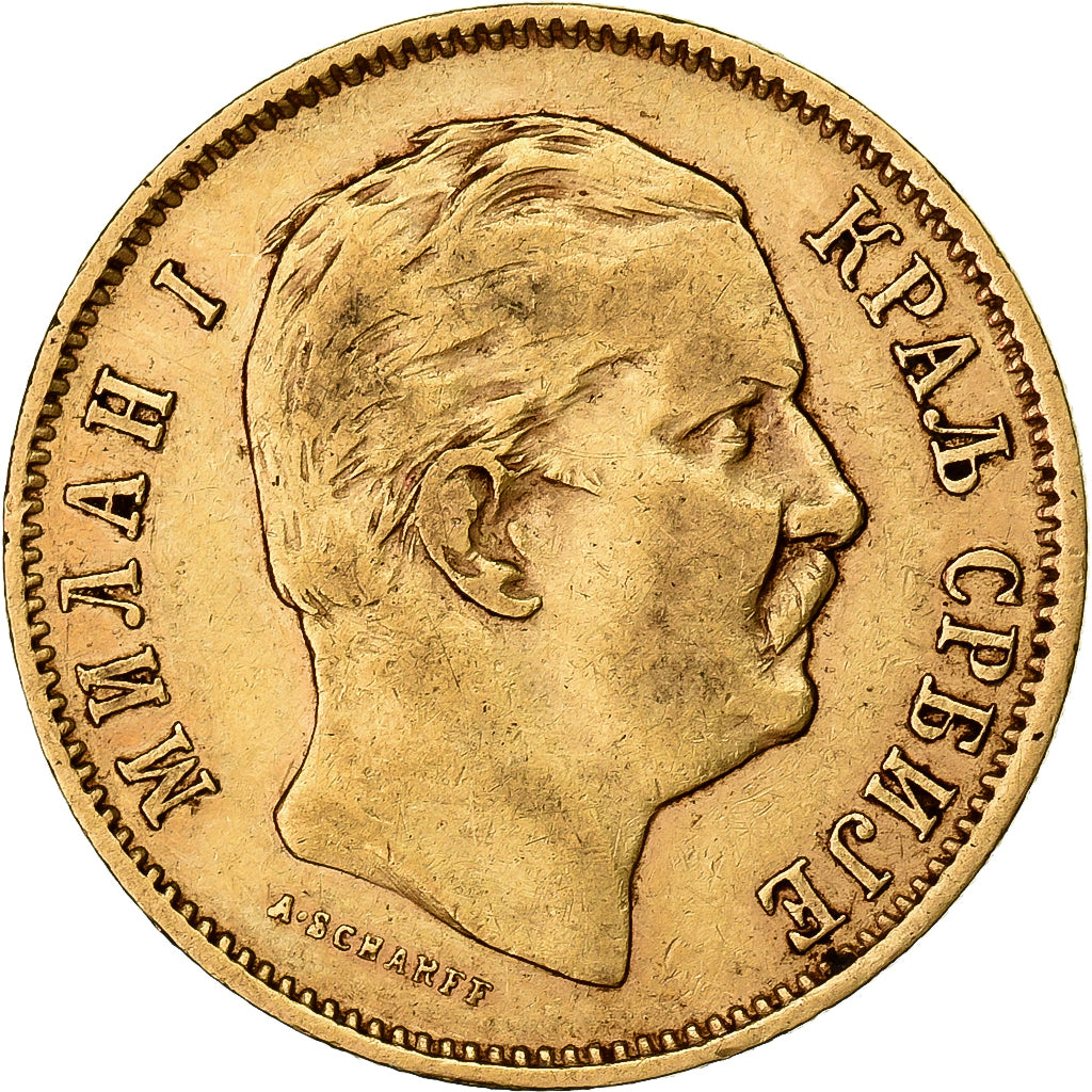 Serbia, Milan I, 10 Dinara, 1882, Vienne, Gold, EF(40-45), KM:16