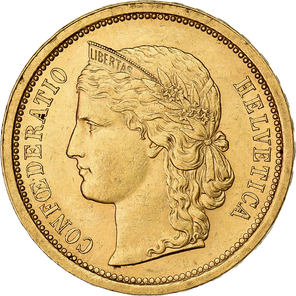 Suiza, 20 Francs, Helvetia, 1886, Bern, Oro, MBC+, KM:31.3