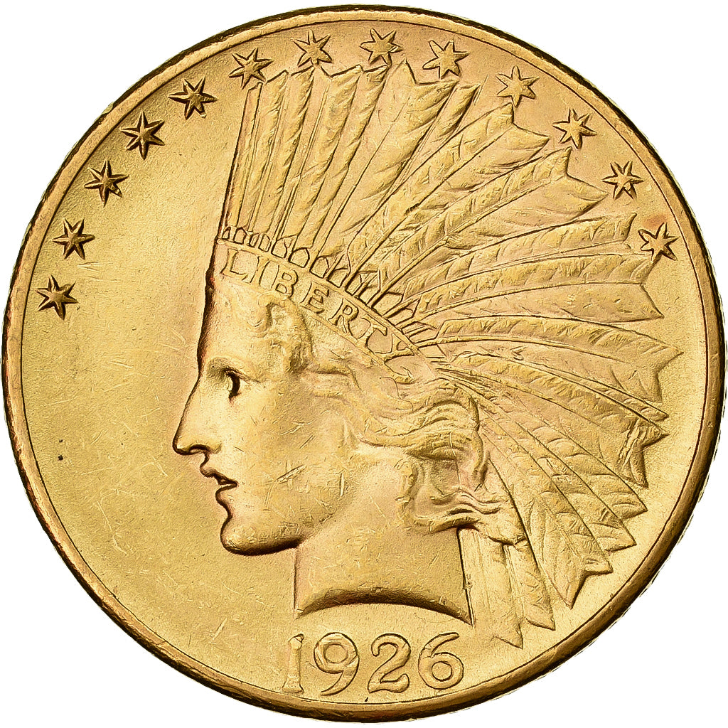 United States, 10 Dollars, Indian Head, 1926, Philadelphia, Gold, AU(50-53)