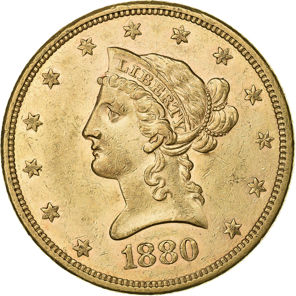 United States, 10 Dollars, Coronet Head, 1880, San Francisco, Gold, AU(55-58)
