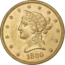 United States, 10 Dollars, Coronet Head, 1880, San Francisco, Gold, AU(55-58)