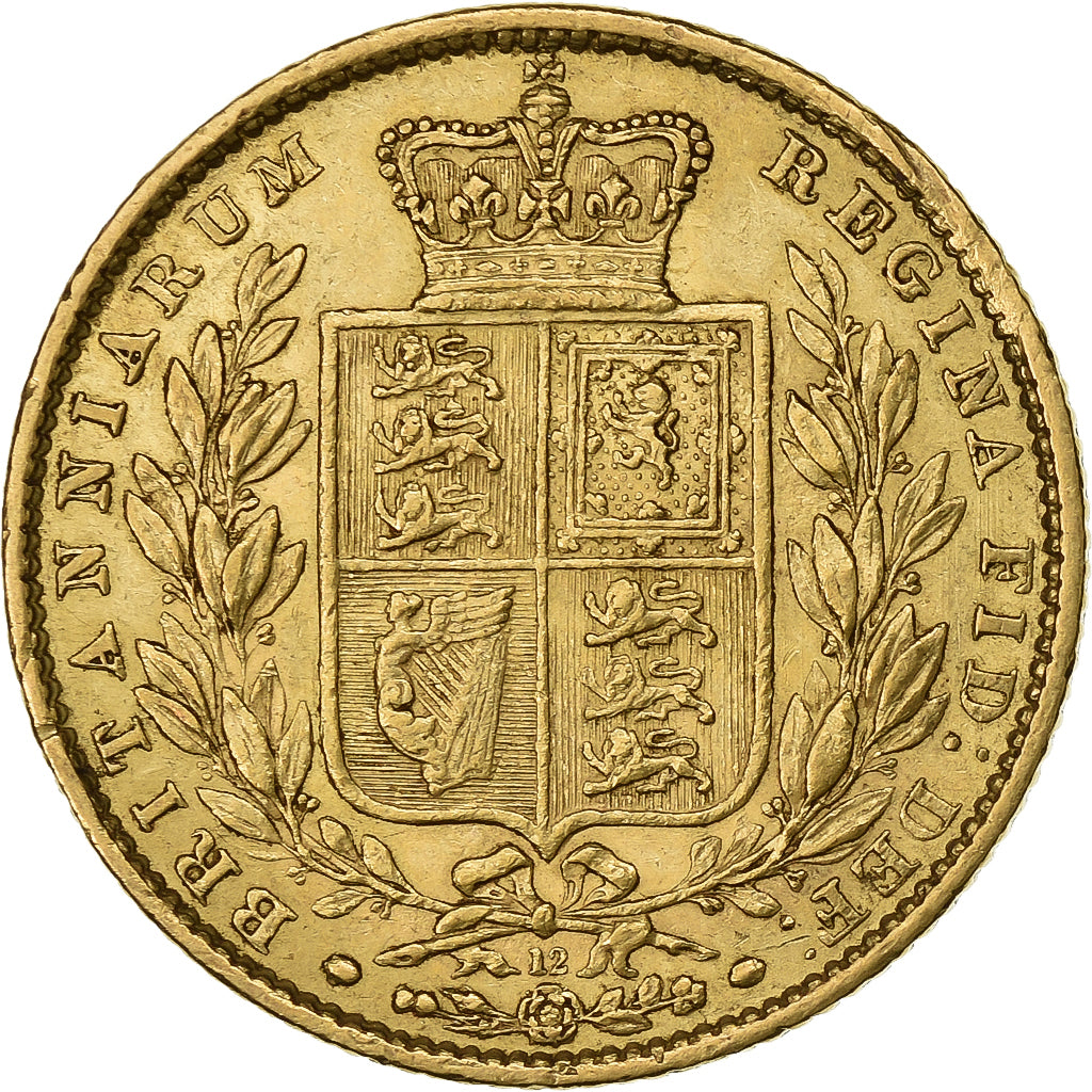 Great Britain, Victoria, Sovereign, 1863, London, Union Shield, Gold, AU(55-58)