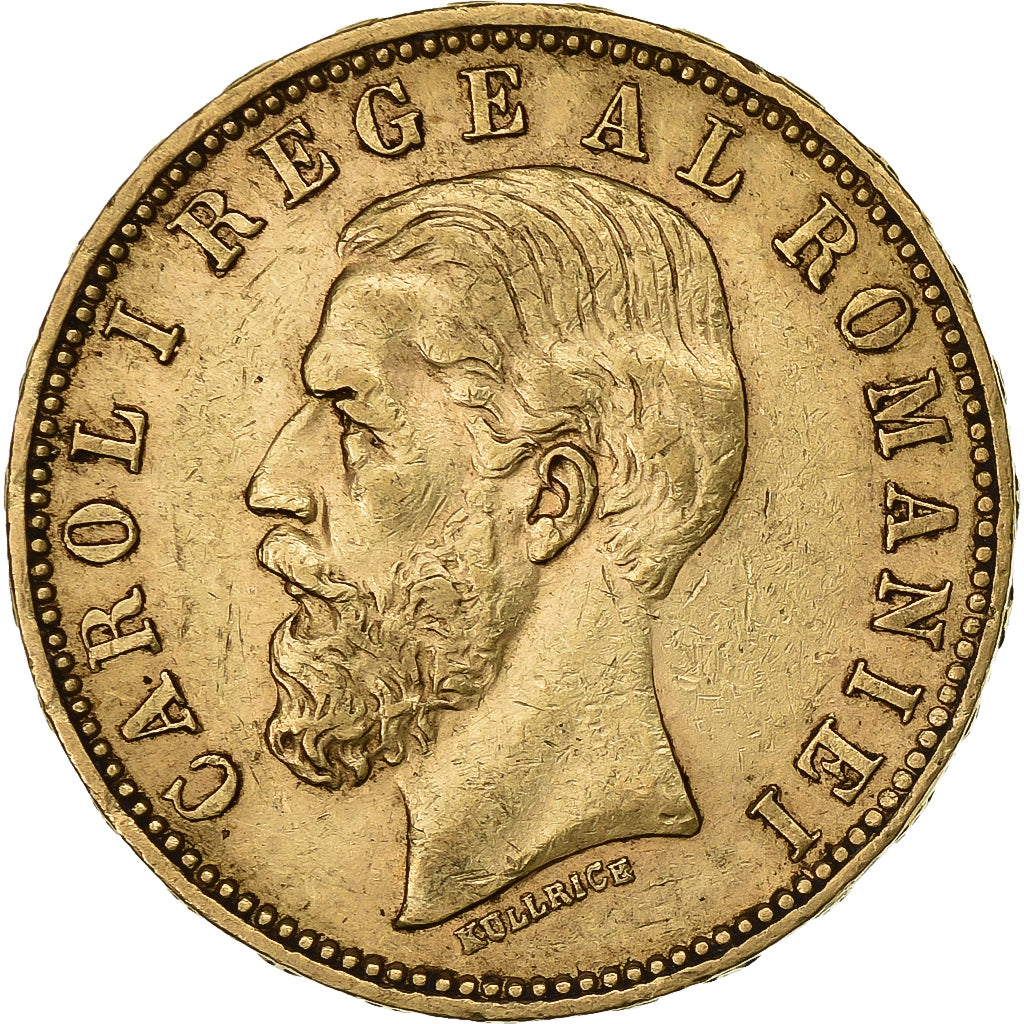 Romania, Carol I, 20 Lei, 1890, Bucharest, Gold, AU(50-53), KM:20