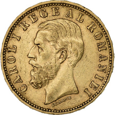 Romania, Carol I, 20 Lei, 1890, Bucharest, Gold, AU(50-53), KM:20