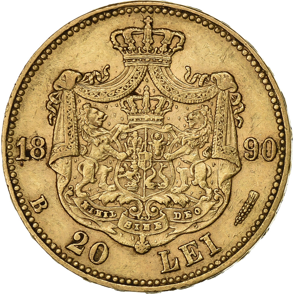 Romania, Carol I, 20 Lei, 1890, Bucharest, Gold, AU(50-53), KM:20