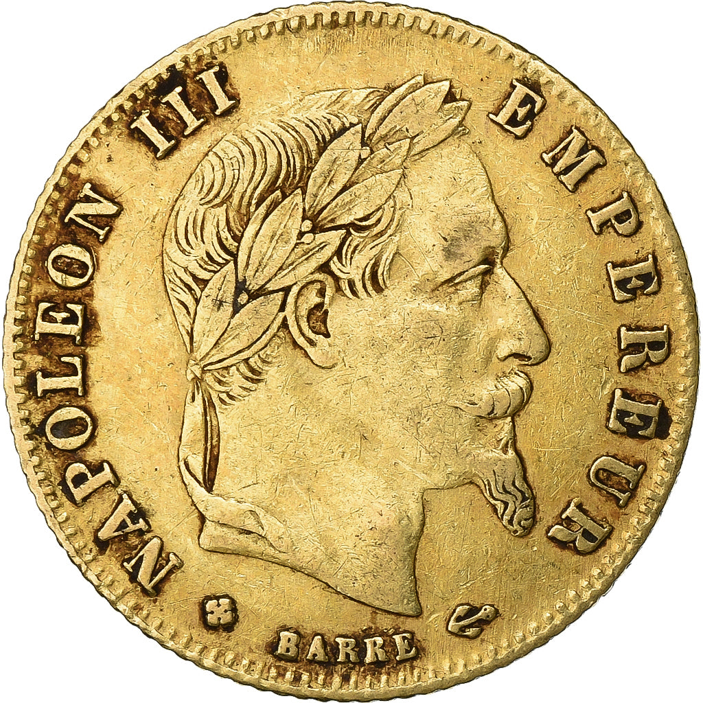 França, Napoleon III, 5 Francs, 1867, Strasbourg, Dourado, VF(30-35)