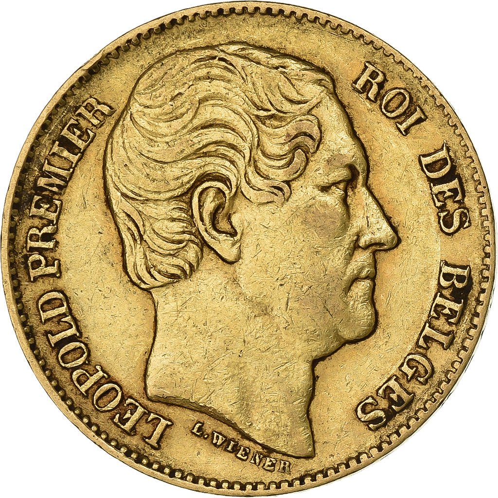 Belgium, Leopold I, 20 Francs, 1865, Brussels, Position A, Gold, AU(50-53)