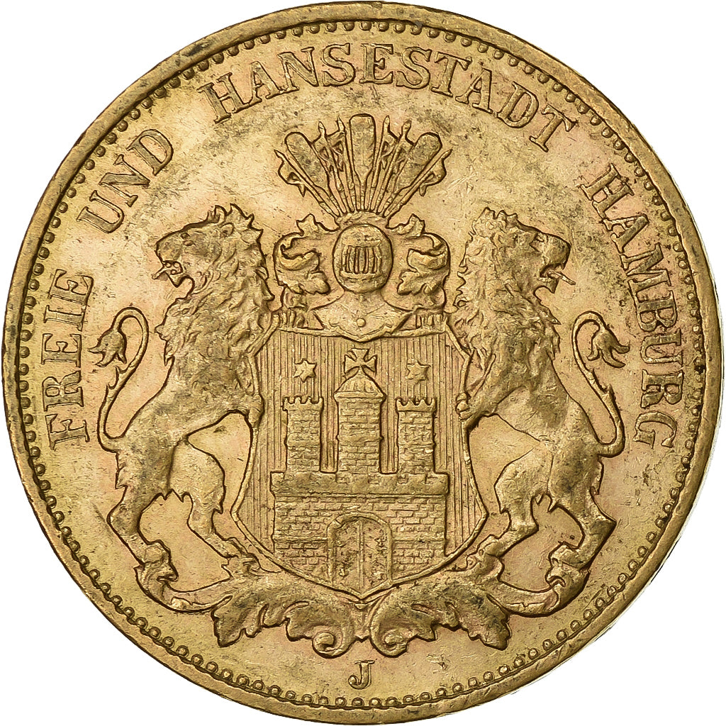 Free city of Hamburg, 20 Mark, 1913, Hamburg, Oro, EBC, KM:618