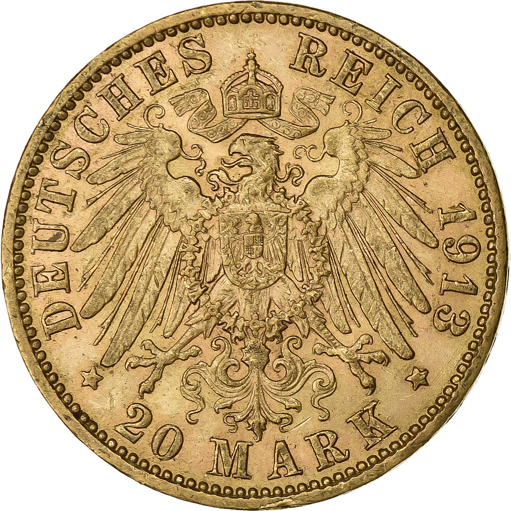 Free city of Hamburg, 20 Mark, 1913, Hamburg, Oro, EBC, KM:618