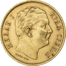 Serbia, Milan I, 10 Dinara, 1882, Vienna, Oro, MBC, KM:16