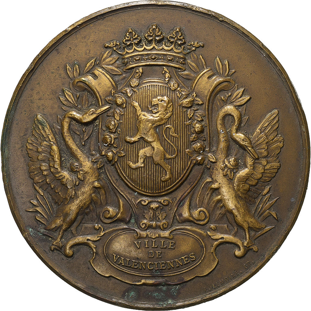 Francia, medaglia, 1934, Valenciennes, Bronzo, E.LEMOINE. GR., BB