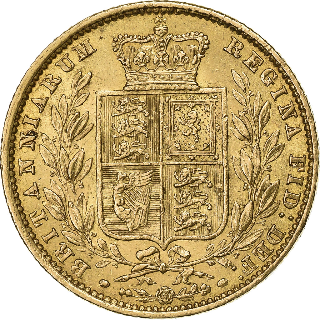 Great Britain, Victoria, Sovereign, 1861, London, Union Shield, Gold, AU(55-58)