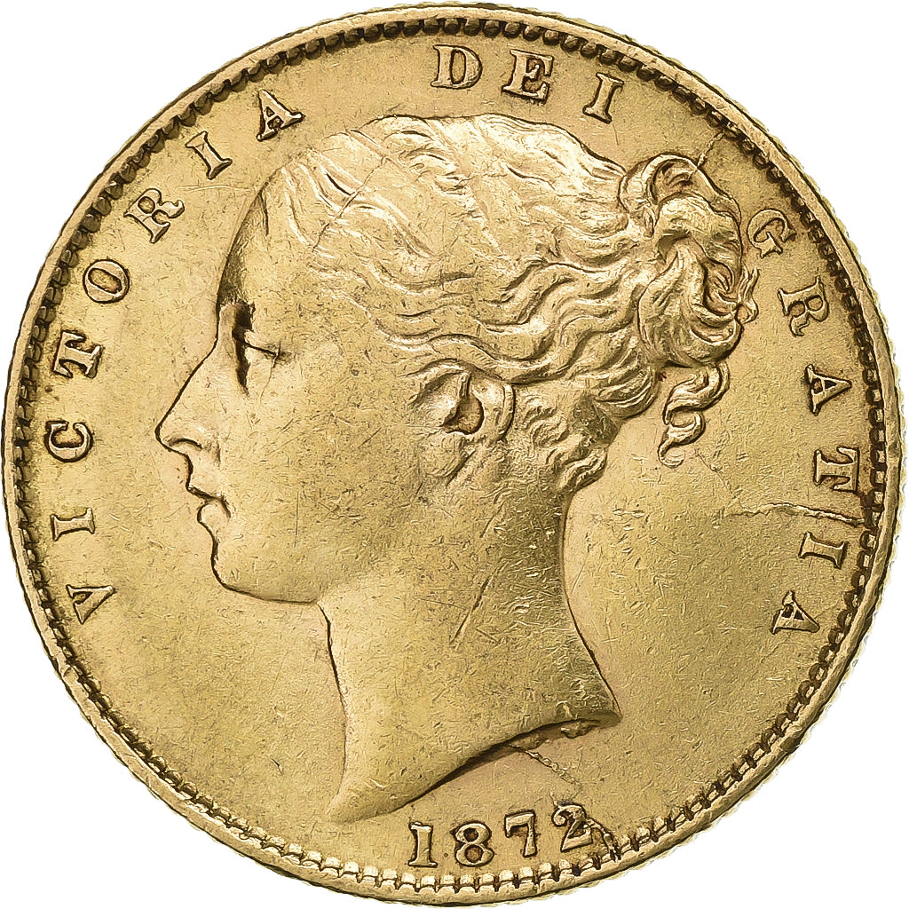 Great Britain, Victoria, Sovereign, 1872, London, Union Shield, Gold, AU(55-58)
