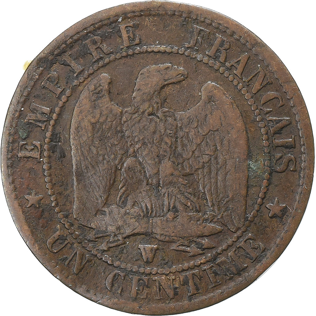 Francja, Centime, 1853, Lille, Brązowy, VF(20-25), Gadoury:86, KM:775.7