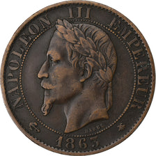 France, Napoleon III, 5 Centimes, 1863, Paris, Bronze, EF(40-45), Gadoury:155