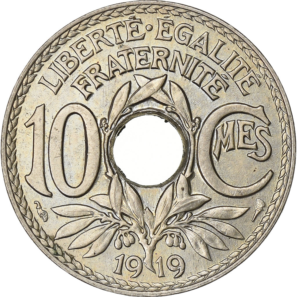 France, 10 Centimes, Lindauer, 1919, Paris, Copper-nickel, MS(63), Gadoury:286
