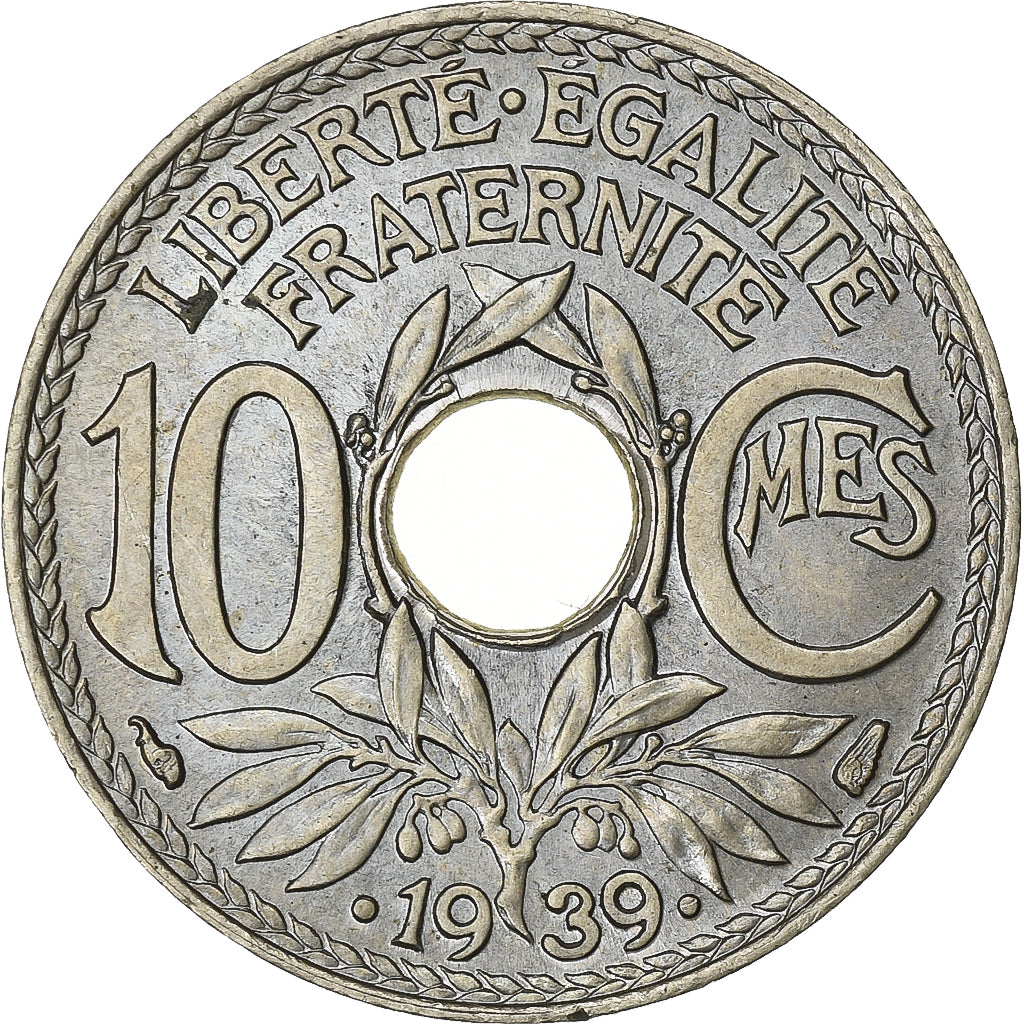Frankrijk, 10 Centimes, Lindauer, 1939, Paris, Maillechort, UNC-, Gadoury:287