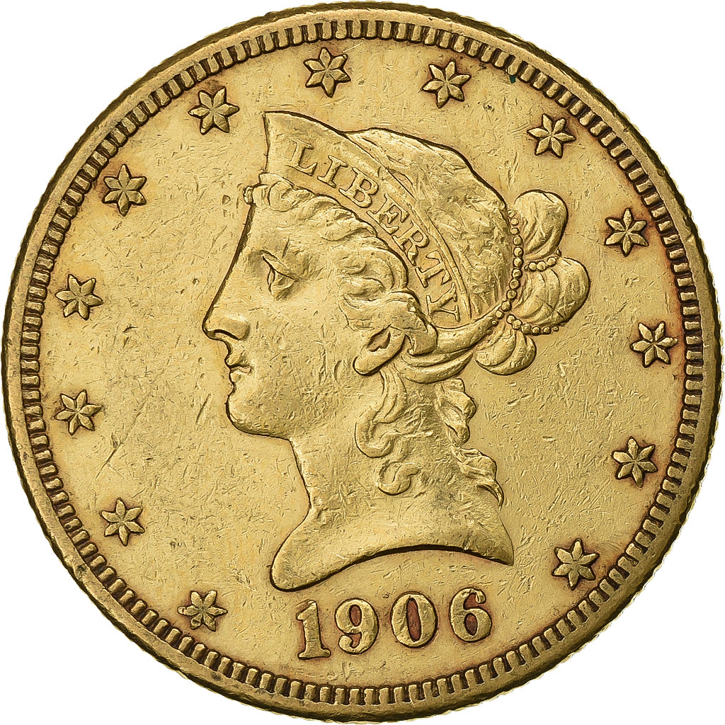 United States, 10 Dollars, Coronet Head, 1906, San Francisco, Gold, AU(55-58)