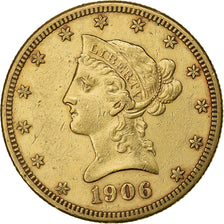 United States, 10 Dollars, Coronet Head, 1906, San Francisco, Gold, AU(55-58)