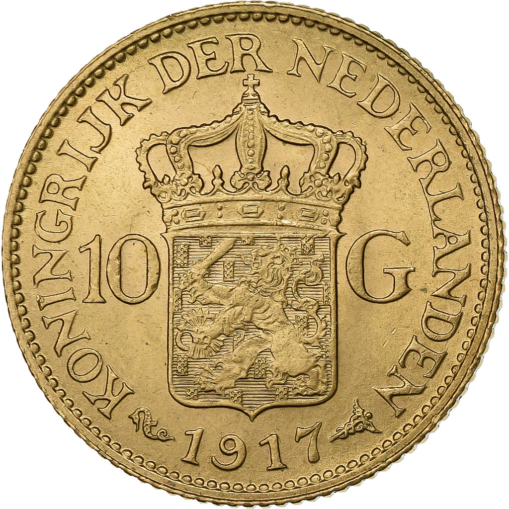 Pays-Bas, Wilhelmina I, 10 Gulden, 1917, Utrecht, Or, SUP, KM:149