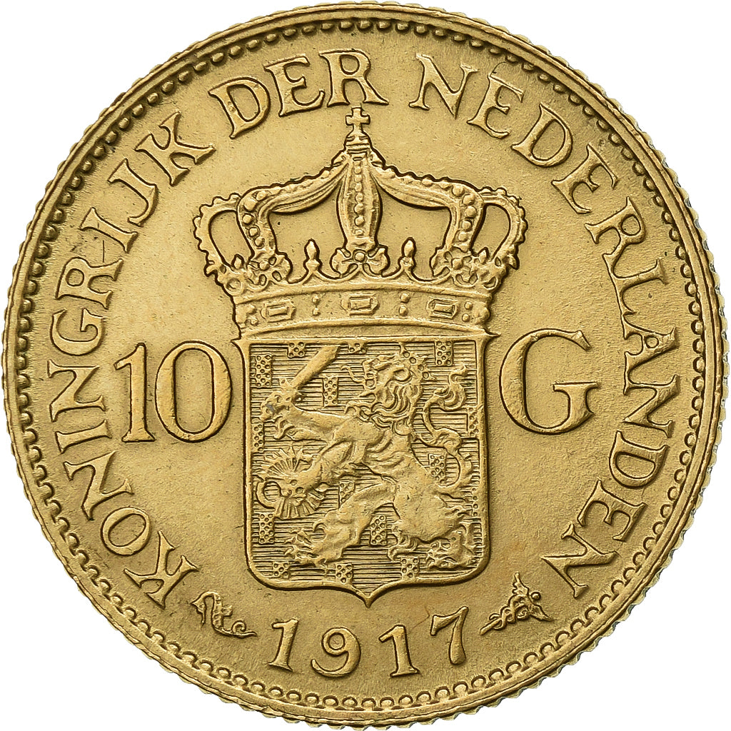 Pays-Bas, Wilhelmina I, 10 Gulden, 1917, Utrecht, Or, SUP, KM:149