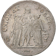 France, 5 Francs, Union et Force, An 10, Bordeaux, Silver, VF(30-35)