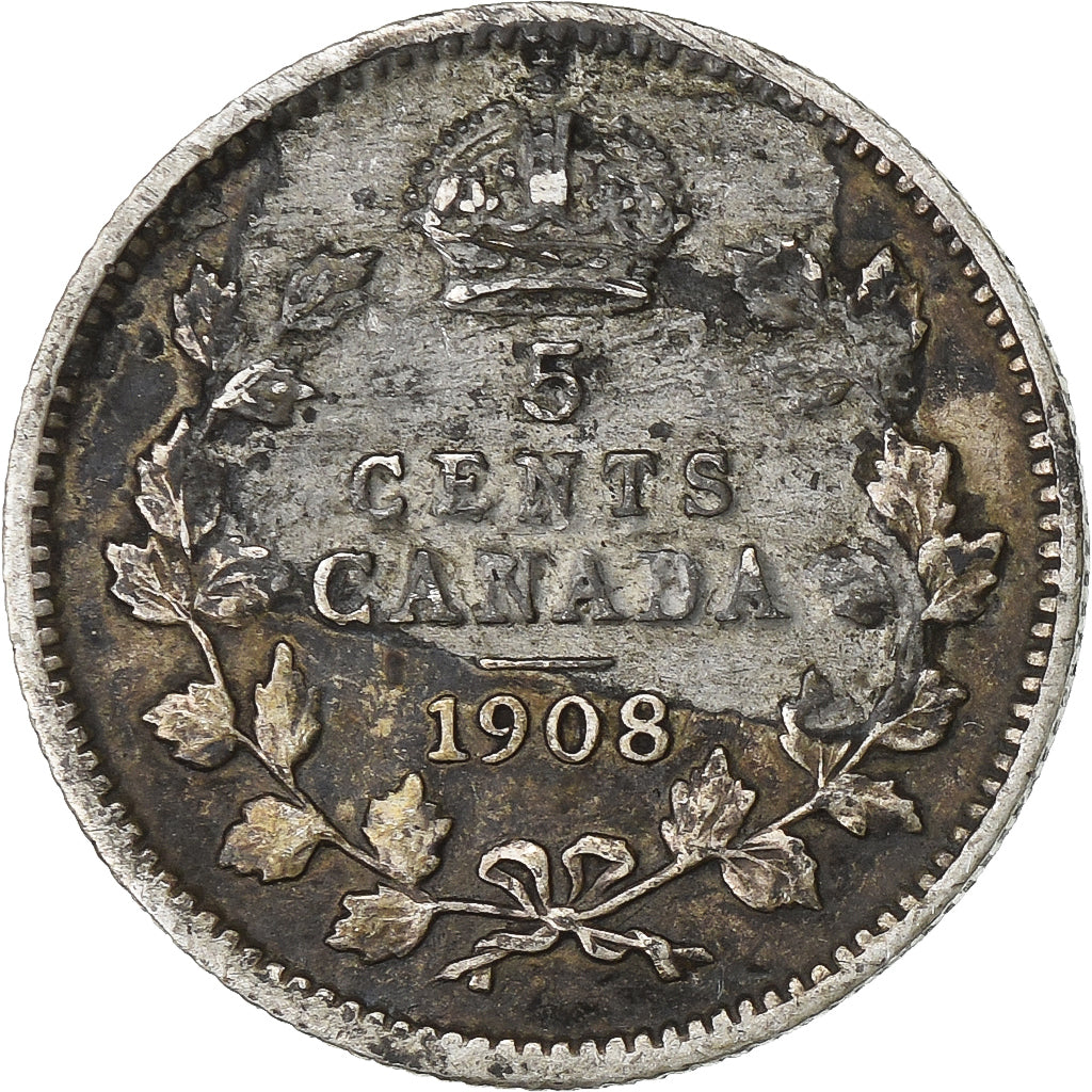 Canada, Edward VII, 5 Cents, 1908, Ottawa, Silver, VF(20-25), KM:13