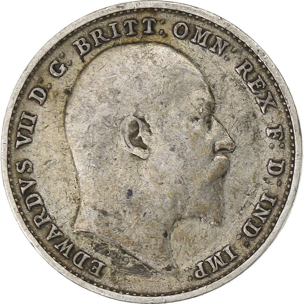 Gran Bretagna, Edward VII, 3 Pence, 1907, London, Argento, MB+, KM:797