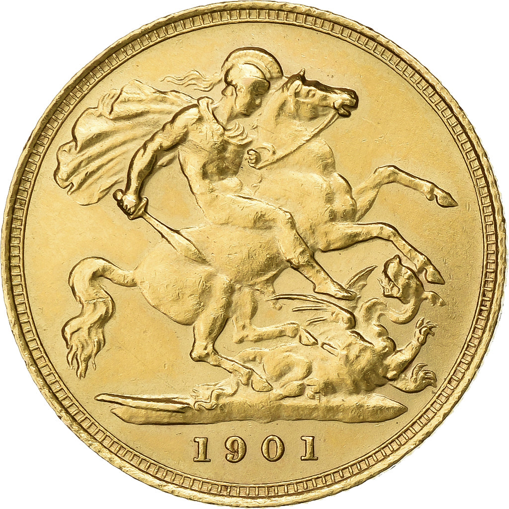 Great Britain, Victoria, 1/2 Sovereign, Old head, 1901, London, Gold, MS(60-62)