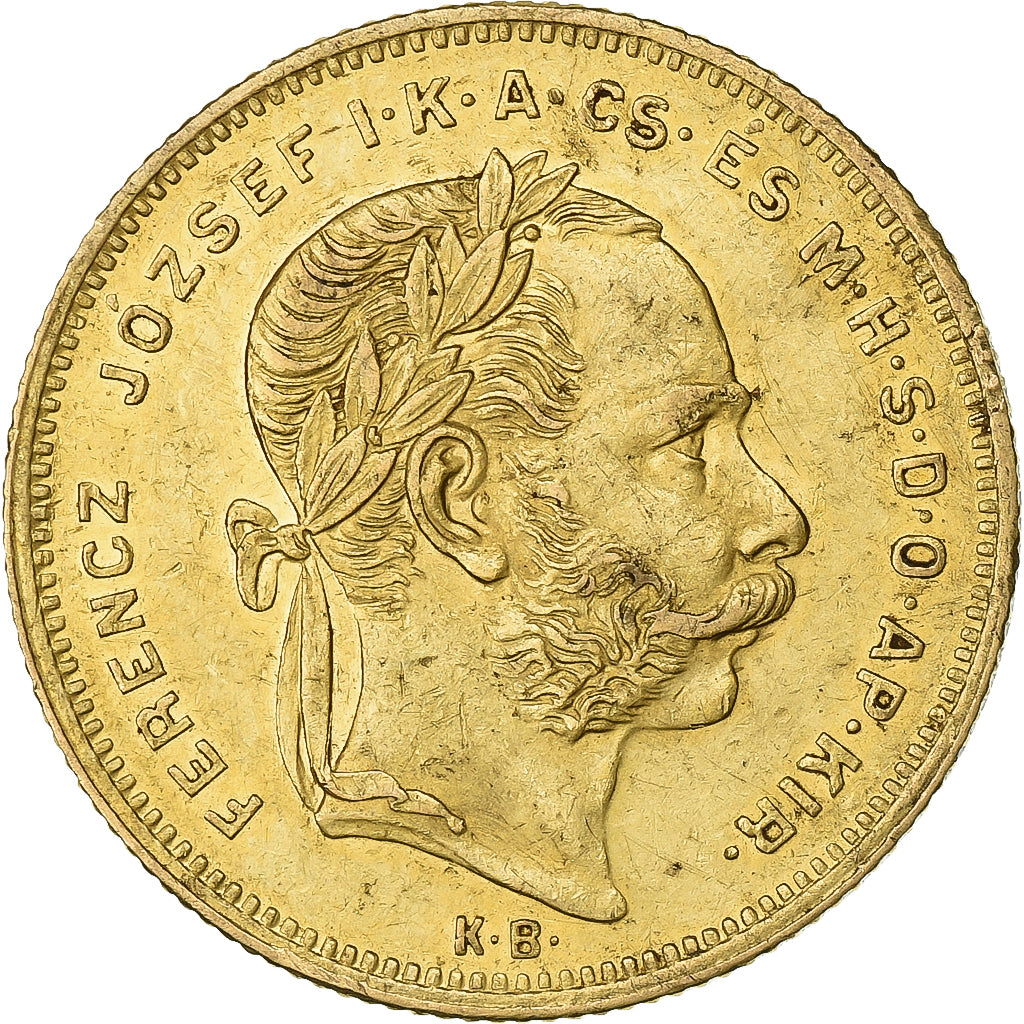 Hungary, Franz Joseph I, 8 Forint 20 Francs, 1872, Kremnica, Gold, AU(55-58)