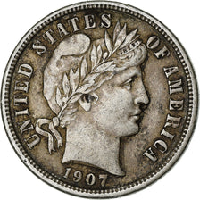 Verenigde Staten, Dime, Barber, 1907, Philadelphia, Zilver, ZF+, KM:113