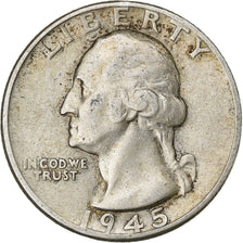 United States, Quarter Dollar., Washington, 1945, Denver, Silver, VF(30-35)