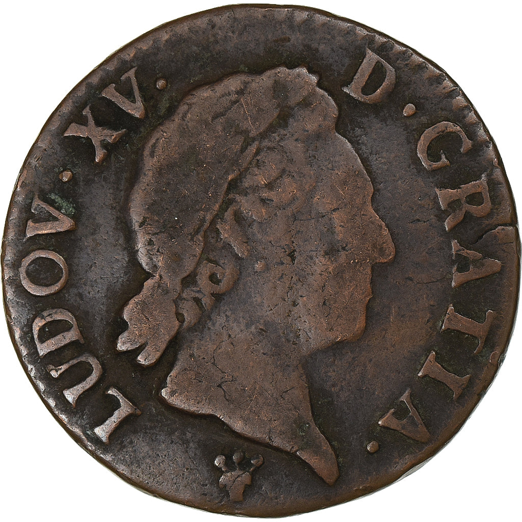 France, Louis XV, 1/2 Sol, à la vieille tête, 1770, Reims, Copper, VF(20-25)
