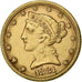 USA, 5 Dollars, Coronet Head, 1881, Philadelphia, Złoto, AU(50-53), KM:101