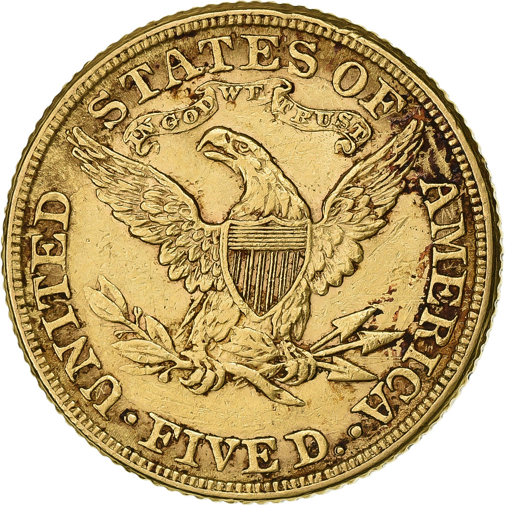 USA, 5 Dollars, Coronet Head, 1881, Philadelphia, Złoto, AU(50-53), KM:101