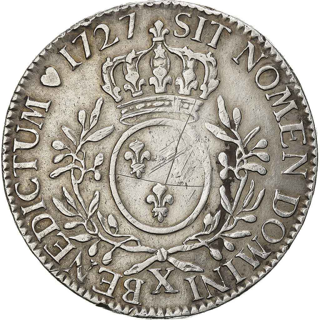 France, Louis XV, Ecu, aux branches d'olivier, 1727, Amiens, Argent, TB+, KM:486