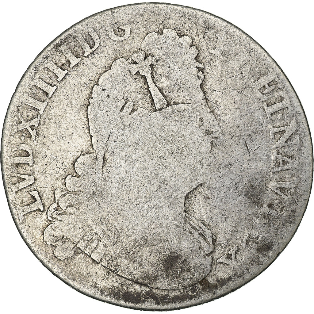 Francja, Louis XIV, 1/4 Ecu, Aux 8 L, 1704, Paris, Srebro, F(12-15), KM:352.1