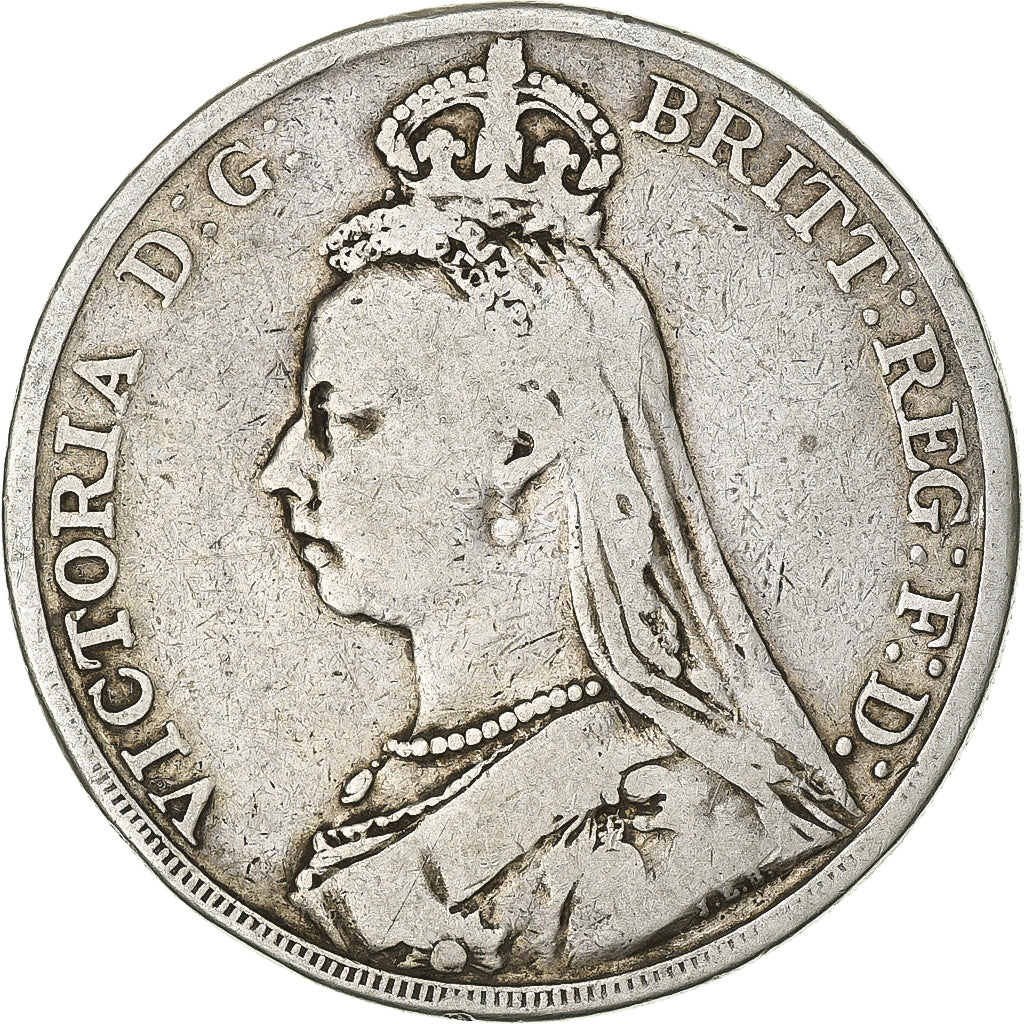 Gran Bretaña, Victoria, Crown, Jubilee Head, 1889, London, Plata, BC+, KM:765