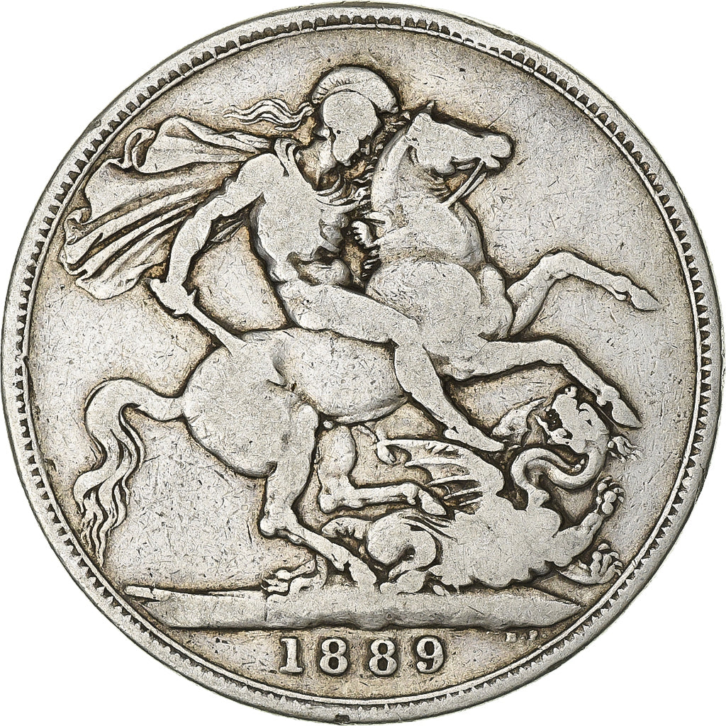 Gran Bretaña, Victoria, Crown, Jubilee Head, 1889, London, Plata, BC+, KM:765