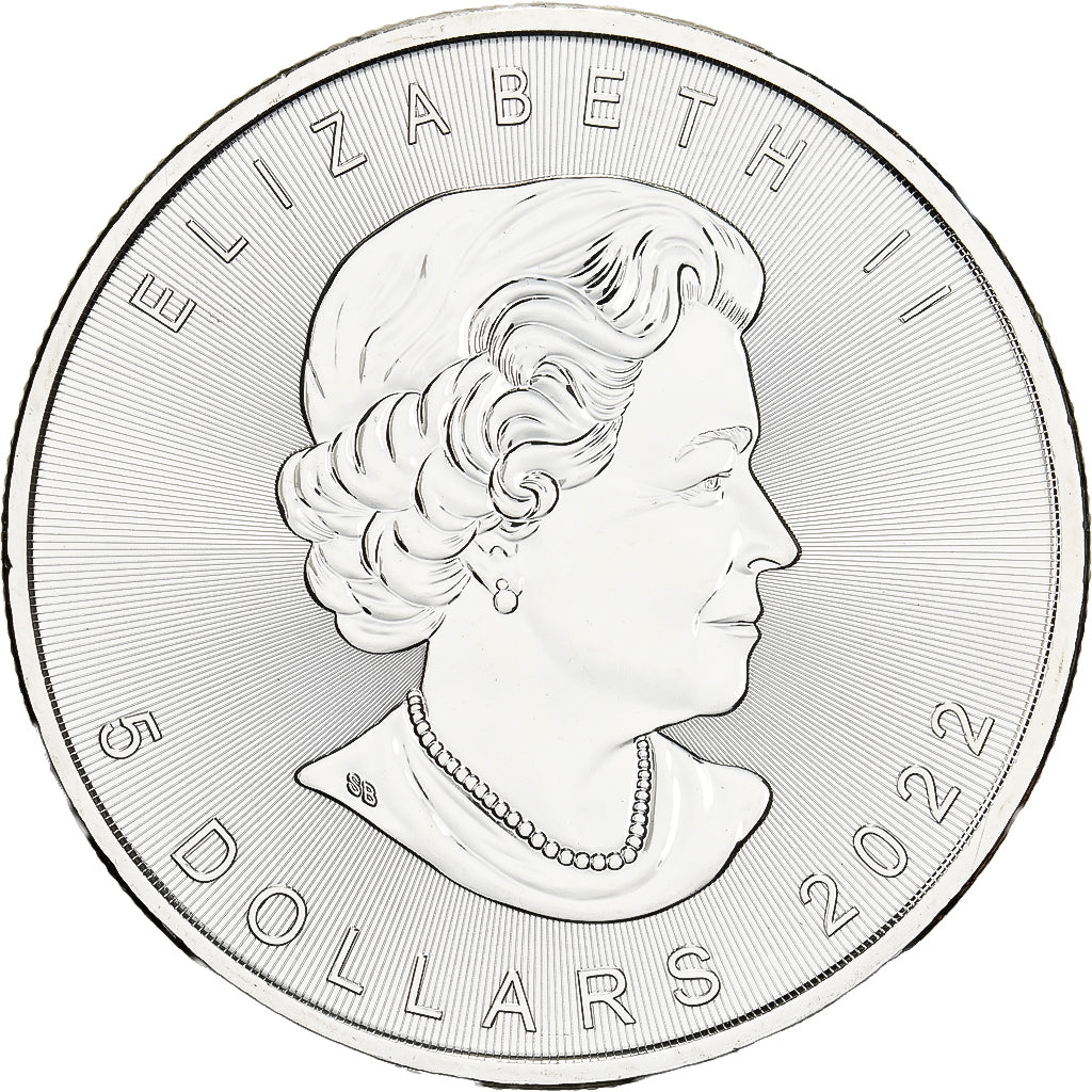 Canadá, Elizabeth II, 5 Dollars, Maple Leaf, 2022, Royal Canadian Mint, Plata
